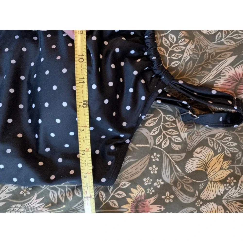 Swimsuits For All Polka Dot Tankini Top Size 14 Black & White Modest Swimsuit